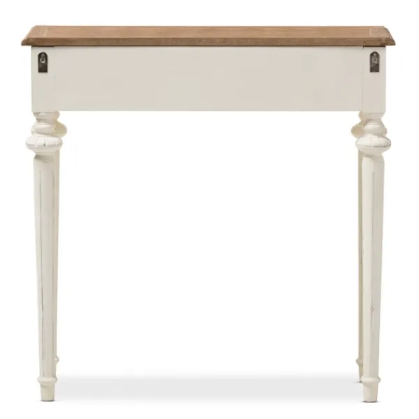 Console Tables-Kirkland's Home Marquetterie Whitewashed Oak Top Console Table
