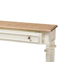 Console Tables-Kirkland's Home Marquetterie Whitewashed Oak Top Console Table