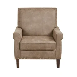 Accent Chairs-Kirkland's Home Martha Stewart Faux Leather Accent Chair Brown