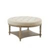 Benches & Ottomans-Kirkland's Home Martha Stewart Round Cream Ottoman With Shelf Ivory