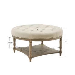 Benches & Ottomans-Kirkland's Home Martha Stewart Round Cream Ottoman With Shelf Ivory