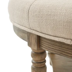 Benches & Ottomans-Kirkland's Home Martha Stewart Round Cream Ottoman With Shelf Ivory