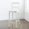 Bar Stools & Counter Height Stools-Kirkland's Home Martin Lime Wash Open Back Wood Bar Stool White