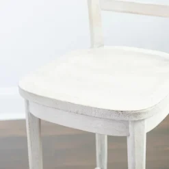 Bar Stools & Counter Height Stools-Kirkland's Home Martin Lime Wash Open Back Wood Bar Stool White