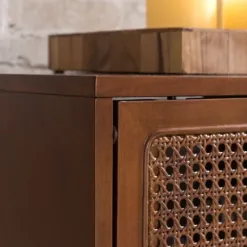 Tv Stands & Media Consoles-Kirkland's Home Martina Midcentury Woven Cane Media Cabinet Brown