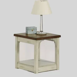 Accent & End Tables-Kirkland's Home Mary And Natural Wooden Square Accent Table White