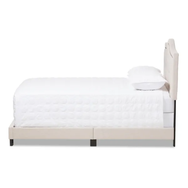 Beds & Headboards-Kirkland's Home Mary Beige Button Tufted Kind Bed Frame Ivory