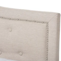 Beds & Headboards-Kirkland's Home Mary Beige Button Tufted Kind Bed Frame Ivory
