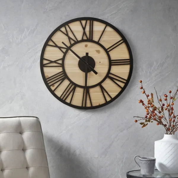 Clocks-Kirkland's Home Mason Metal And Wood Wall Clock