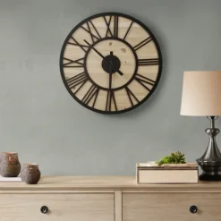 Clocks-Kirkland's Home Mason Metal And Wood Wall Clock