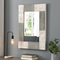Decorative Mirrors-Kirkland's Home Mason Wood Planks Wall Mirror Gray