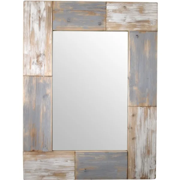 Decorative Mirrors-Kirkland's Home Mason Wood Planks Wall Mirror Gray