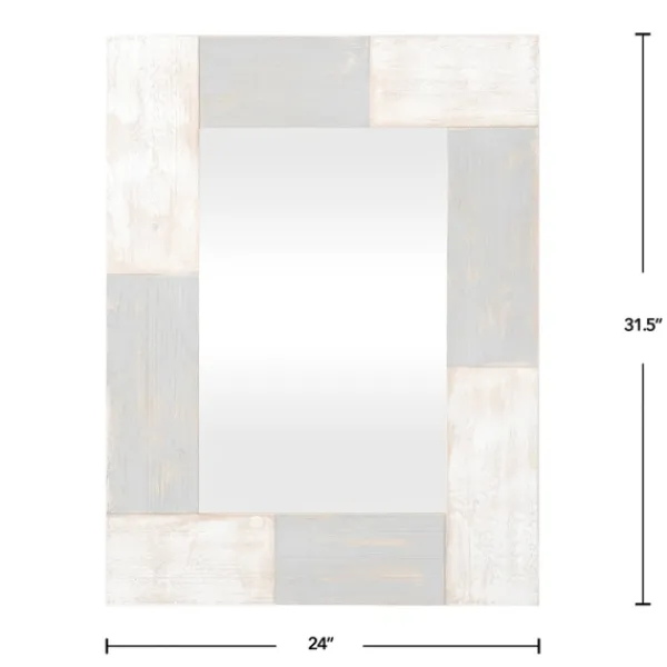 Decorative Mirrors-Kirkland's Home Mason Wood Planks Wall Mirror Gray