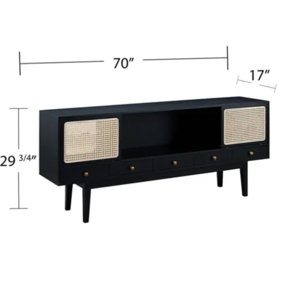 Tv Stands & Media Consoles-Kirkland's Home Matilda Midcentury Woven Cane Media Cabinet Black