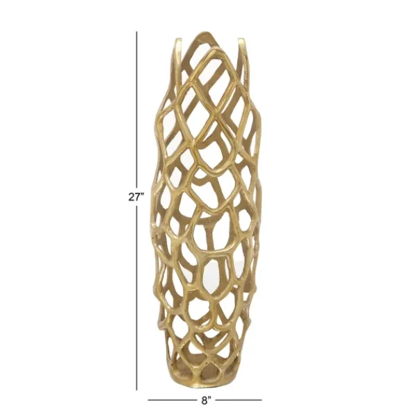 Vases-Kirkland's Home Matte Abstract Cylinder Vase Gold