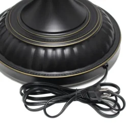 Floor Lamps-Kirkland's Home Matte Black And Amber Glass Torchiere Tan