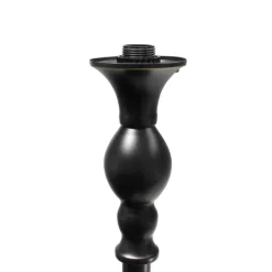 Floor Lamps-Kirkland's Home Matte Black And Amber Glass Torchiere Tan