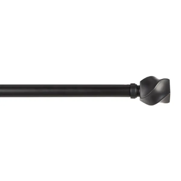 Curtain Rods & Hardware-Kirkland's Home Matte Black Modern Twist Curtain Rod, 120 In.