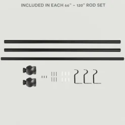 Curtain Rods & Hardware-Kirkland's Home Matte Black Modern Twist Curtain Rod, 120 In.