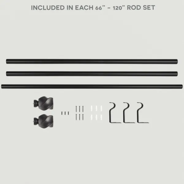 Curtain Rods & Hardware-Kirkland's Home Matte Black Modern Twist Curtain Rod, 120 In.