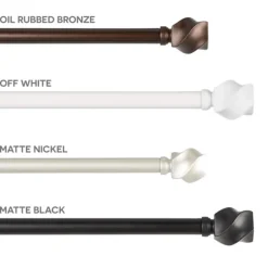 Curtain Rods & Hardware-Kirkland's Home Matte Black Modern Twist Curtain Rod, 120 In.