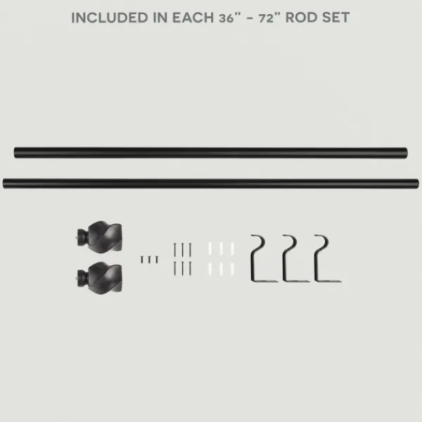 Curtain Rods & Hardware-Kirkland's Home Matte Black Modern Twist Curtain Rod, 72 In.