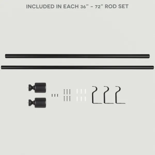Curtain Rods & Hardware-Kirkland's Home Matte Black Rhys Cylinder Curtain Rod, 72 In.