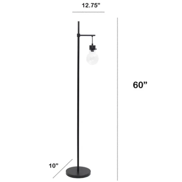Floor Lamps-Kirkland's Home Matte Black Stephen Floor Lamp Clear