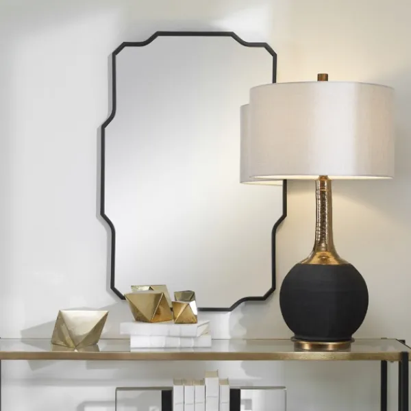Decorative Mirrors-Kirkland's Home Matte Black Thin Linear Iron Frame Wall Mirror