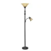 Floor Lamps-Kirkland's Home Matte Bronze And Amber Reading Arm Torchiere Tan