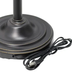 Floor Lamps-Kirkland's Home Matte Bronze And Amber Reading Arm Torchiere Tan