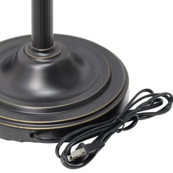 Floor Lamps-Kirkland's Home Matte Bronze And Amber Reading Arm Torchiere Tan