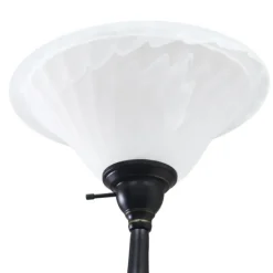 Floor Lamps-Kirkland's Home Matte Bronze And White Reading Arm Torchiere Brown