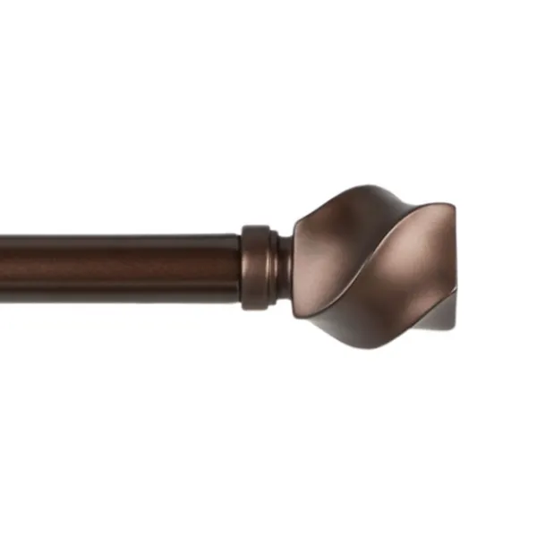 Curtain Rods & Hardware-Kirkland's Home Matte Bronze Modern Twist Curtain Rod, 120 In.
