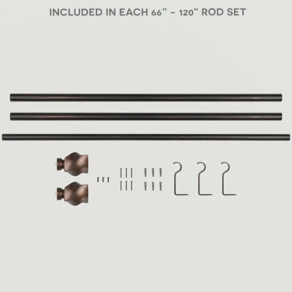 Curtain Rods & Hardware-Kirkland's Home Matte Bronze Modern Twist Curtain Rod, 120 In.
