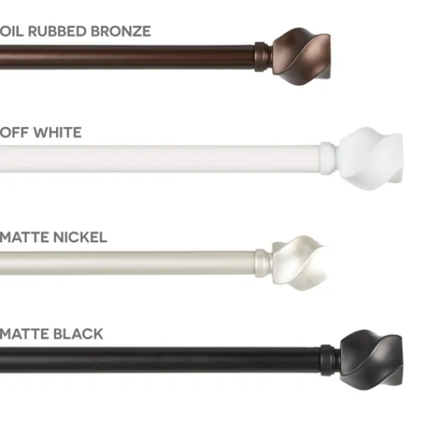 Curtain Rods & Hardware-Kirkland's Home Matte Bronze Modern Twist Curtain Rod, 120 In.