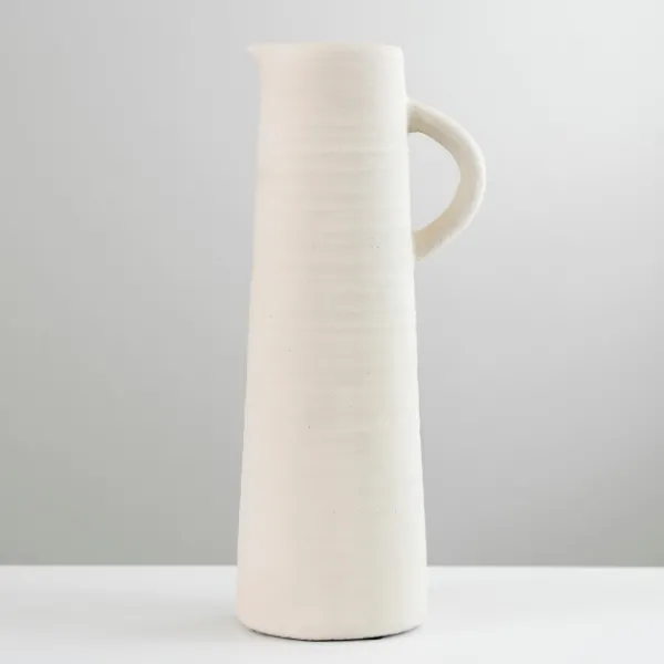 Vases-Kirkland's Home Matte Egg Shell Pitcher Vase Ivory