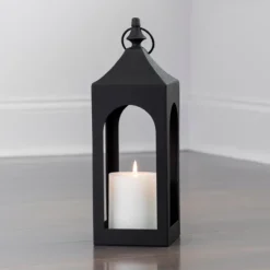 Lanterns-Kirkland's Home Matte Hampshire Metal Lantern, 24 In. Black