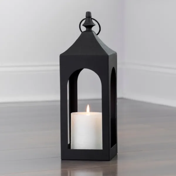 Lanterns-Kirkland's Home Matte Hampshire Metal Lantern, 24 In. Black