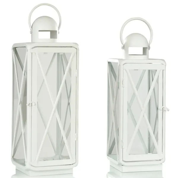 Lanterns-Kirkland's Home Matte Lattice Lanterns, Set Of 2 White