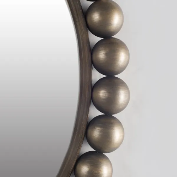 Decorative Mirrors-Kirkland's Home Matte Metal Beaded Round Mirror Black