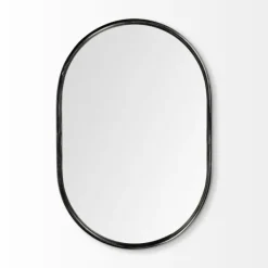 Decorative Mirrors-Kirkland's Home Matte Metal Frame Oval Wall Mirror Black