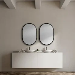 Decorative Mirrors-Kirkland's Home Matte Metal Frame Oval Wall Mirror Black