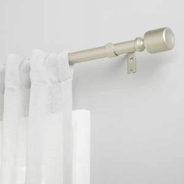 Curtain Rods & Hardware-Kirkland's Home Matte Nickel Rhys Cylinder Curtain Rod, 120 In.