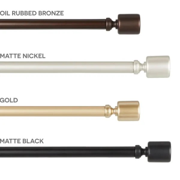 Curtain Rods & Hardware-Kirkland's Home Matte Nickel Rhys Cylinder Curtain Rod, 120 In.