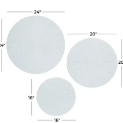 Wall Plaques-Kirkland's Home Matte Ribbed Sunburst Wall Plates, Set Of 3 White