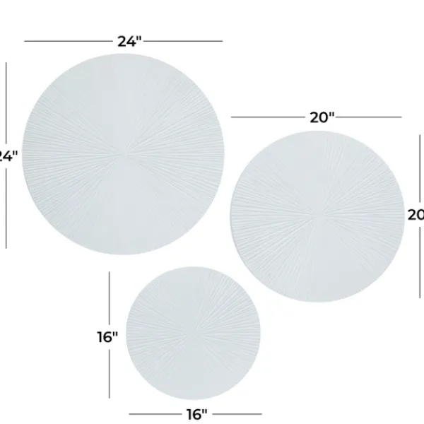 Wall Plaques-Kirkland's Home Matte Ribbed Sunburst Wall Plates, Set Of 3 White