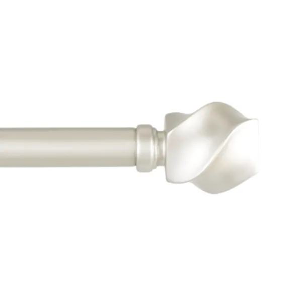 Curtain Rods & Hardware-Kirkland's Home Matte Silver Modern Twist Curtain Rod, 72 In.