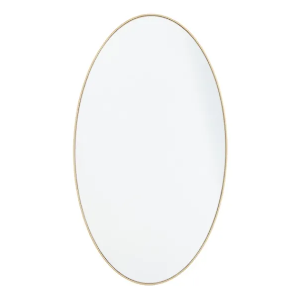 Decorative Mirrors-Kirkland's Home Matte Thin Wood Frame Oval Wall Mirror Gold