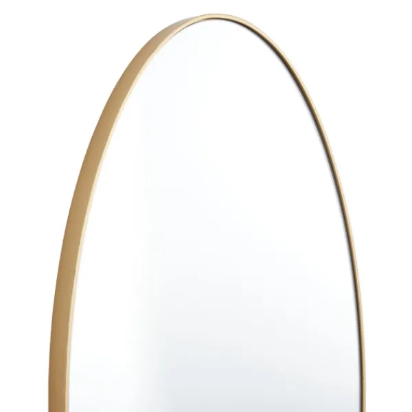 Decorative Mirrors-Kirkland's Home Matte Thin Wood Frame Oval Wall Mirror Gold